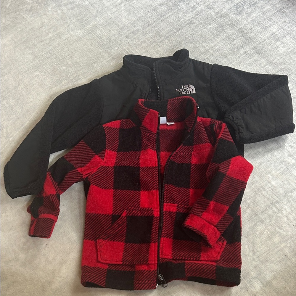 The North Face Black Fleece and Red Plaid Jacket